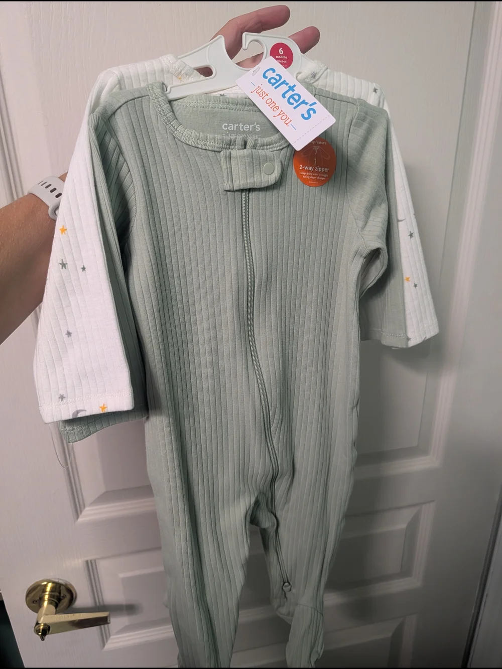 Carter's Sage Green Ribbed Baby One-Piece, 2-Pack